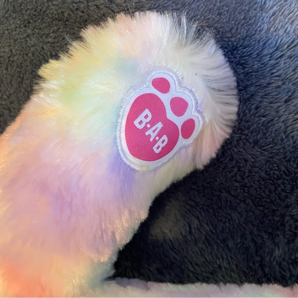 Build A Bear Pastel Swirl Plush Kitty Cat Tie-Dye Purple Pink Blue Toy Plush 16”